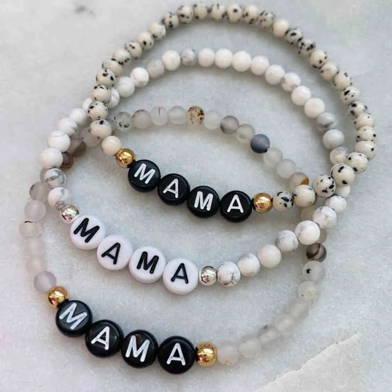 Pulseira com Nome Personalizado Pulseiras de Casal para Mulheres Homens Pedras Naturais Feitas à Mão Contas Carta Pulseira Charme Joias Presentes