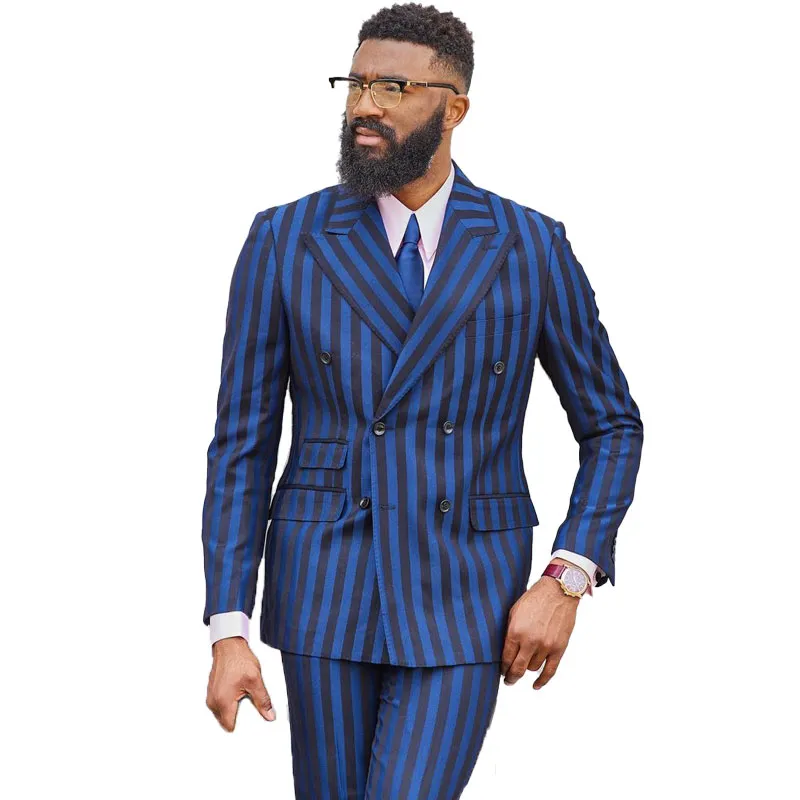 Abito Da Uomo Blu Scuro Con Risvolto A Punta Smoking Da Sposa A