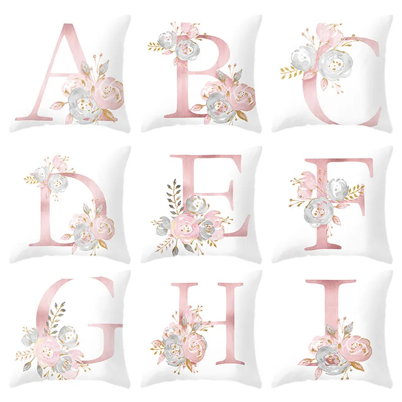 Wysokiej Jakości Poduszki Poszewki Różowe Kwiatowe Poduszki Poszewka Poszewka Poliester Poduszki Pokrywa Rzuć Poduszki Sofa Decoration Pillowcover Darmowa Deilivery