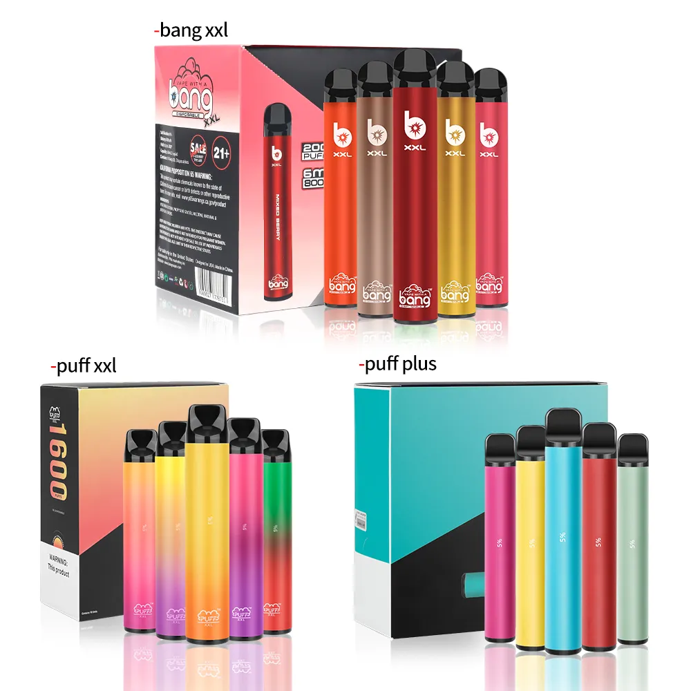 Puff Bar Plus Bang Pro Max 2000Puffs 2 w 1 Jednorazowy e-papierosy puff XXL 1600Puffs Urządzenie Pod kasety 3000Puffs Top Sprzedaż USA Lokalny magazyn