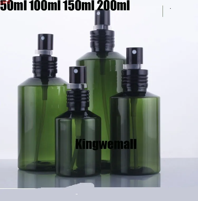 300pcs / lot 150ml de pulvérisation de pulvérisation d'animaux de compagnie, atomiseur 150cc en plastique flippe vert foncé avec couvercles de pulvérisateur noir, packaging cosmétiqueBood Qté