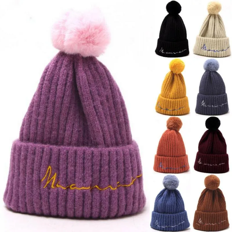 Caps & Hats 2021 Baby Kids Autumn And Winter Warm Hat Boys Girls Crochet Wool Cap Ear Muffs Knitted Fit 0-3Y 10 Color