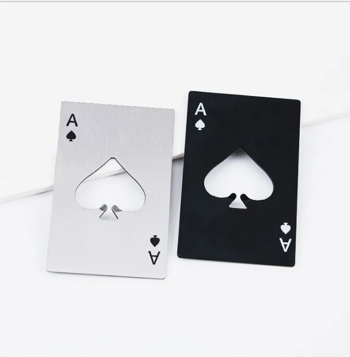 Ouvre-bouteille en acier inoxydable, carte à jouer de Poker de cuisine de barre d'outils de pique, ouvre-cartes de crédit de Mini portefeuille