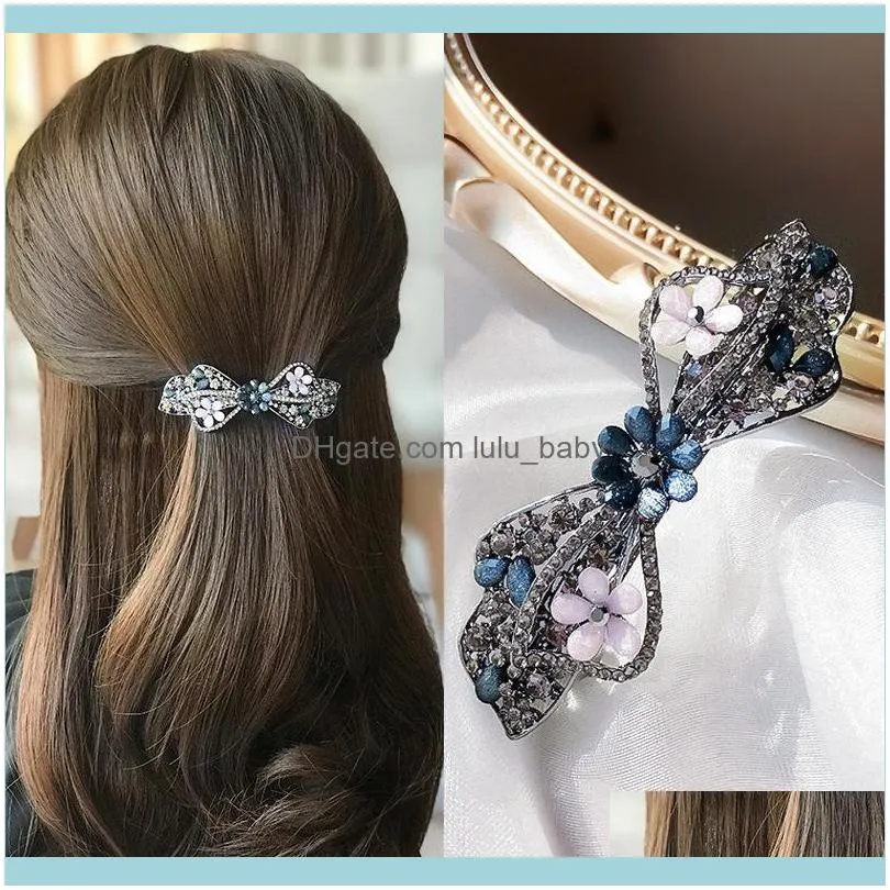 Stirnbänder Schmuckclips Retro Einfache schwarze Kristallfedernadel Mode Geometrische Haaraccessoires für Frauen Schmuck Ganzer Tropfen Lieferung 2021 2Pa