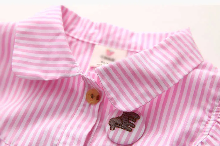  Summer Stripe Butterfly Sleeve Girls Clothing Baby Child Short-Sleeve Shirt (8)