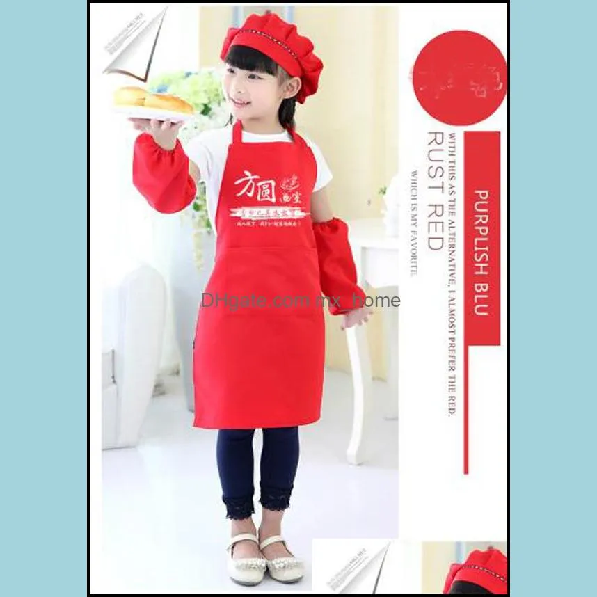 Kids Aprons Pocket Craft Cooking Baking Art Painting Kids Kitchen Dining Bib Children Aprons Kids Aprons 10 colors Free Shipping