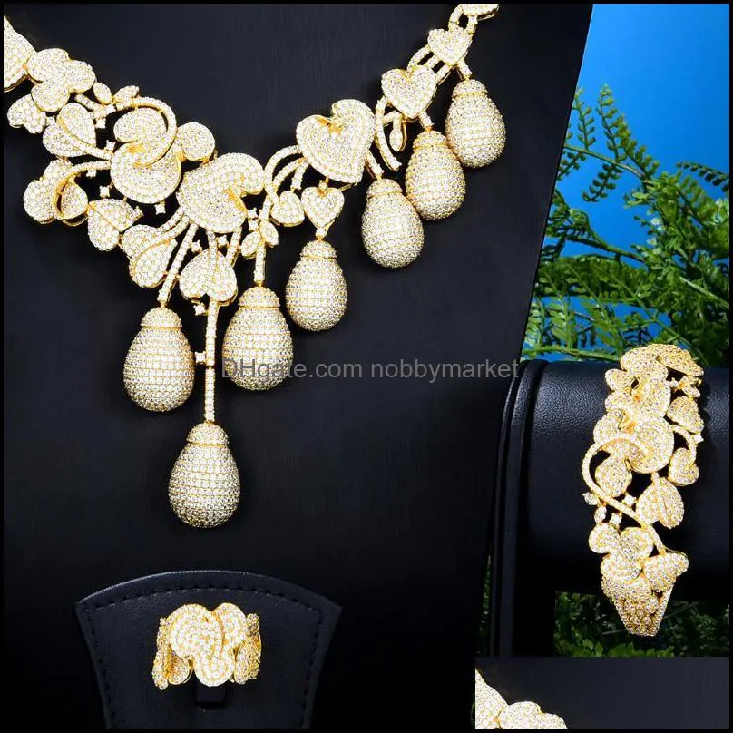 Earrings & Necklace Missvikki Be Original Lady Luxury Gorgeous Design Big Drops Bangle Ring Prom Party Bridal Wedding Jewelry Set