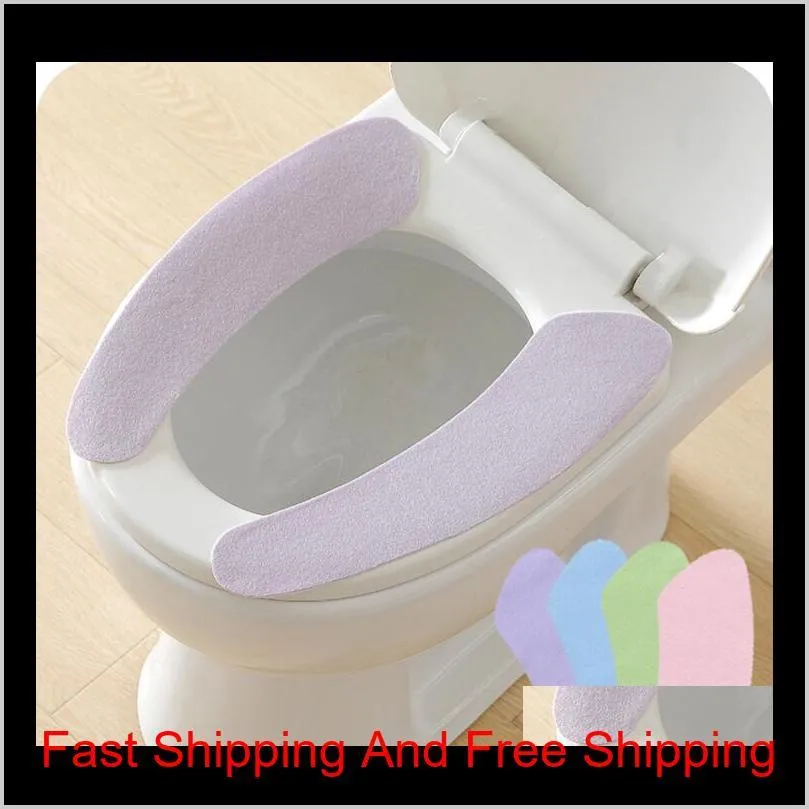 hotsale bathroom accessories colorful warmer soft comfortable washable carpet toilet seat covers sticky toilet mat overcoat 