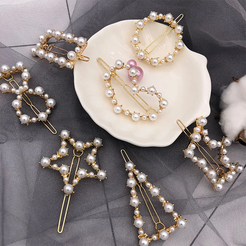 Metal Crystal Pearl Clip Hairclip Elegant Barrette Bobby Pins Wedding Hair Styling Tool Clips For Women