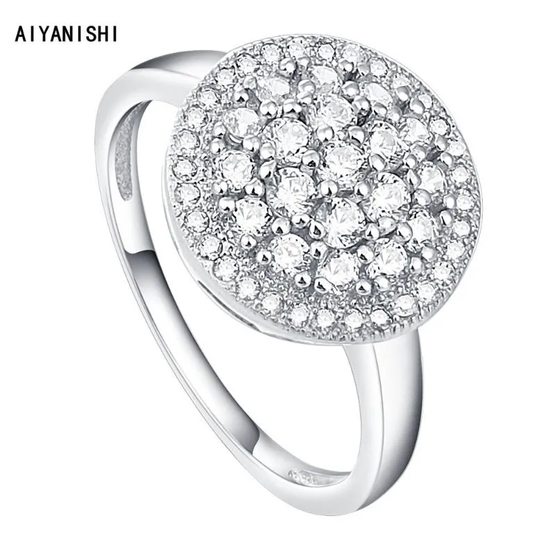 Bagues de cluster AIYANISHI 925 Sterling Silver Fine Bijoux à la mode Bague de fiançailles Bijoux pour femmes Promesse de mariage Cadeaux de fête