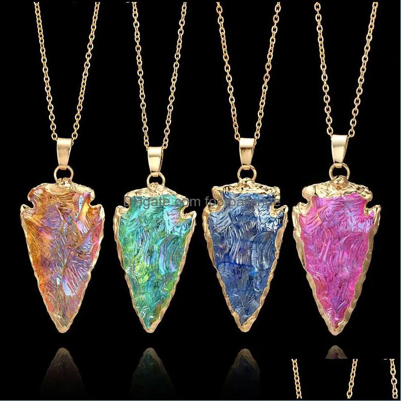 Naszyjniki wisiorek Wisiorki Biżuteria JG! Colorf Natural Stone Krople wody dla kobiet Biżuteria Bijoux Kka6192 Drop Dostawa 2021 1Q4PC