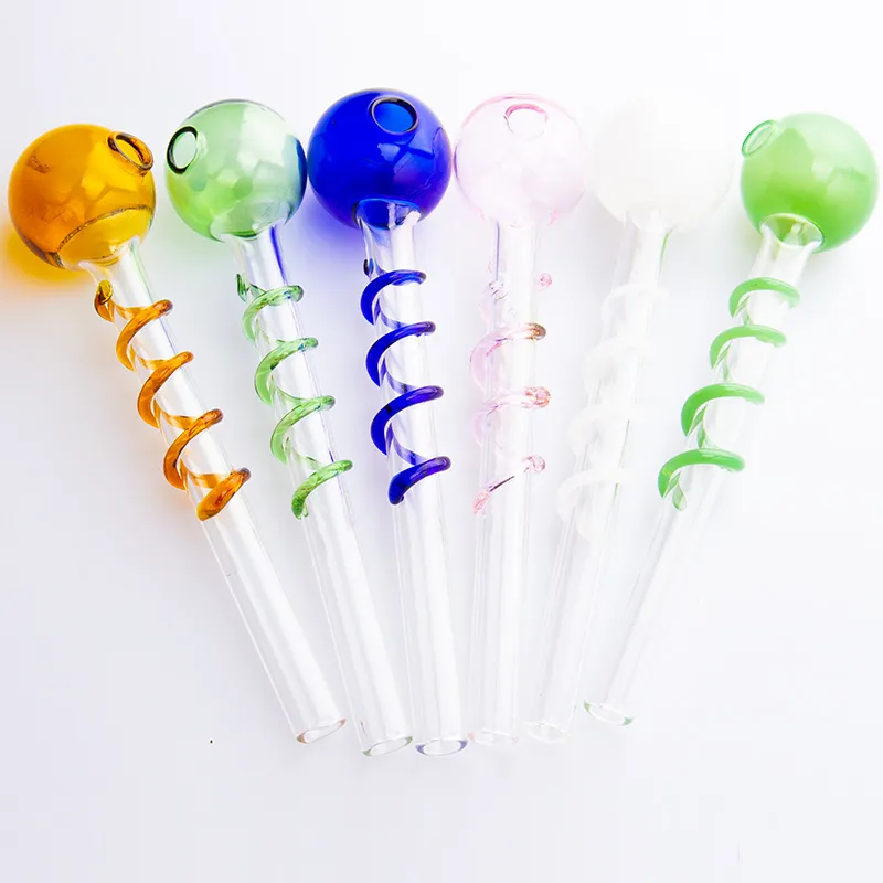 Headshop214 Y024 Smoking Pipe About 14cm Length Colored 30mm OD Bowl Colored Twisted Tube Glass Pipes