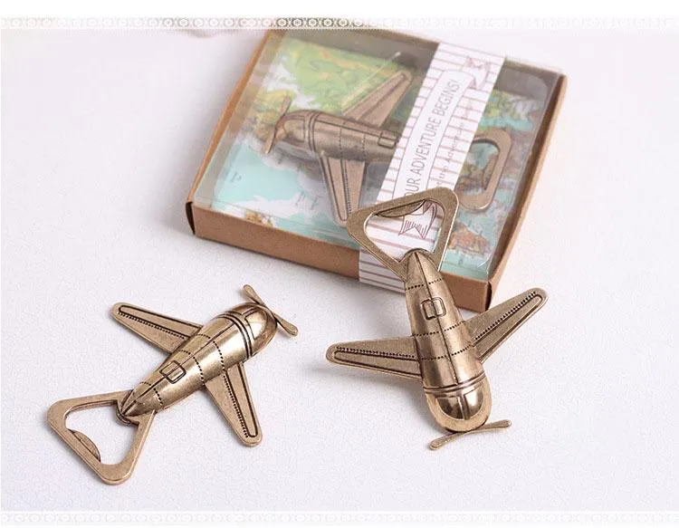 News 2 style Airplane Bottle Opener Antique Plane Shape Beer Opener Wedding Gift Party Favors Kitchen Aluminum Alloy Airplane Beer Openers