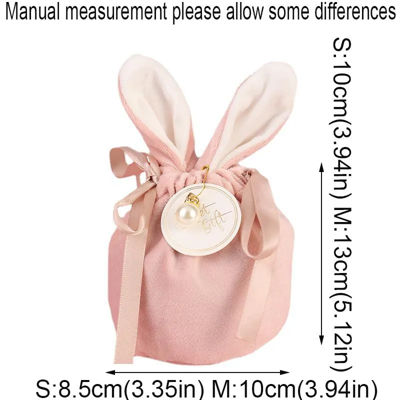 Wedding Gift Wrap Candy Rabbit Ears Velvet Easter Bag Cookie Packaging Box Companion Hand Boxes Crad Pearl Return Gifts Hand Bags ZXFTL1605
