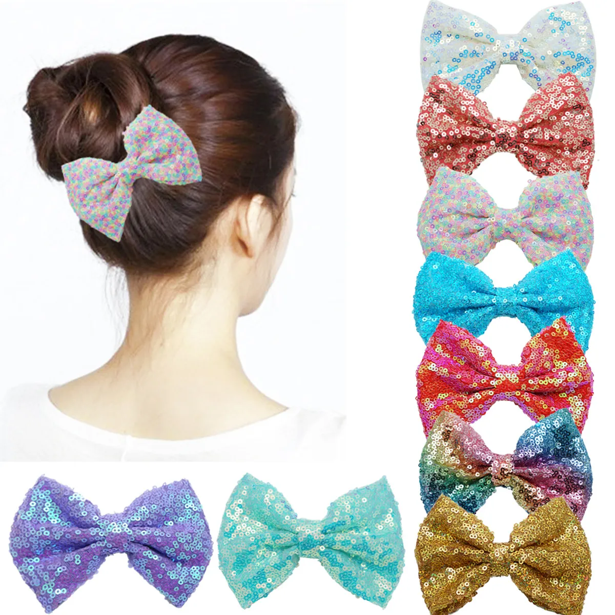 15815 5 inch Baby Meisje Gradiënt Pailletten Bowknot Barrettes Hairclips Meisjes Hairbogen Barrette Kinderen Haaraccessoires