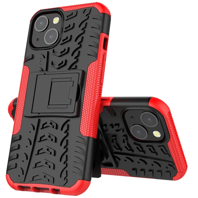 Bländ 2 i 1 Hybrid Kickstand Impact Robust Heavy Duty TPU + PC Shock Bevis Case Cover för iPhone 13 Pro Max 11 12 xs Max 6 7 8 Plus 160pcs / Lot