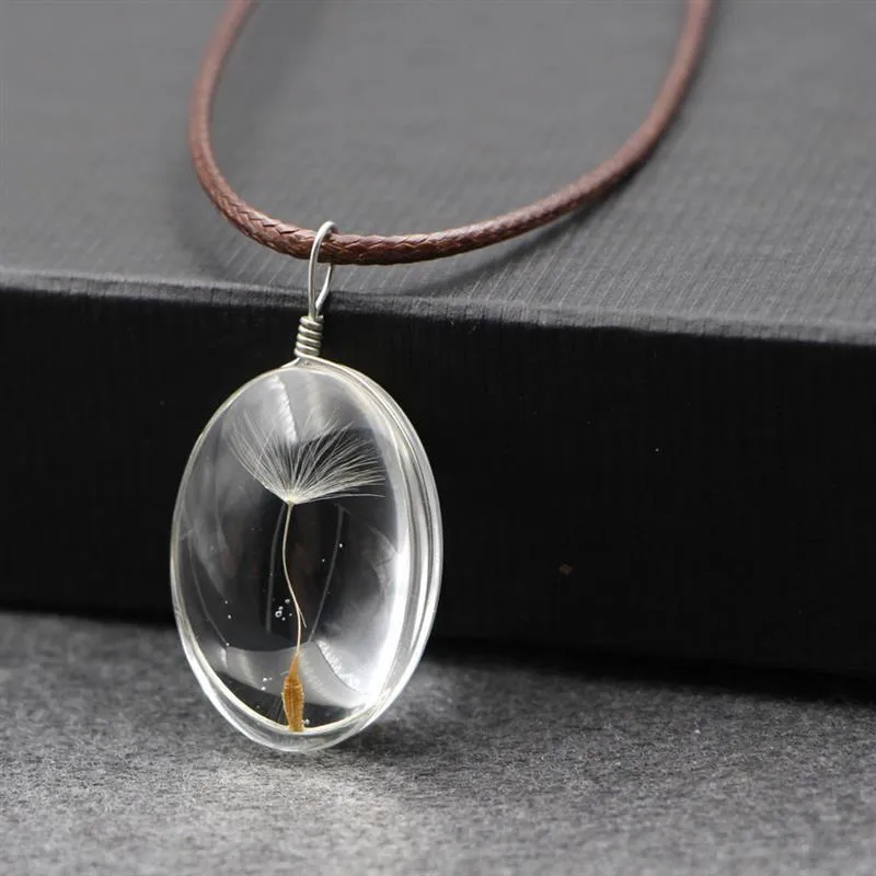 Pendant Necklaces Coxeer 1pc Romantic Dandelion Decor Necklace Creative Heart Shape Jewelry Accessories Party Dress Up