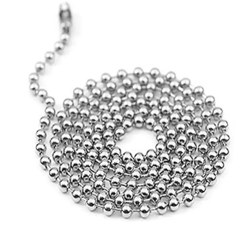 2021 Nya 100pcs / Lot 60cm / 24inch Metal Alloy Bead Ball Kedjor för hund Tag Pendants med spegelyta