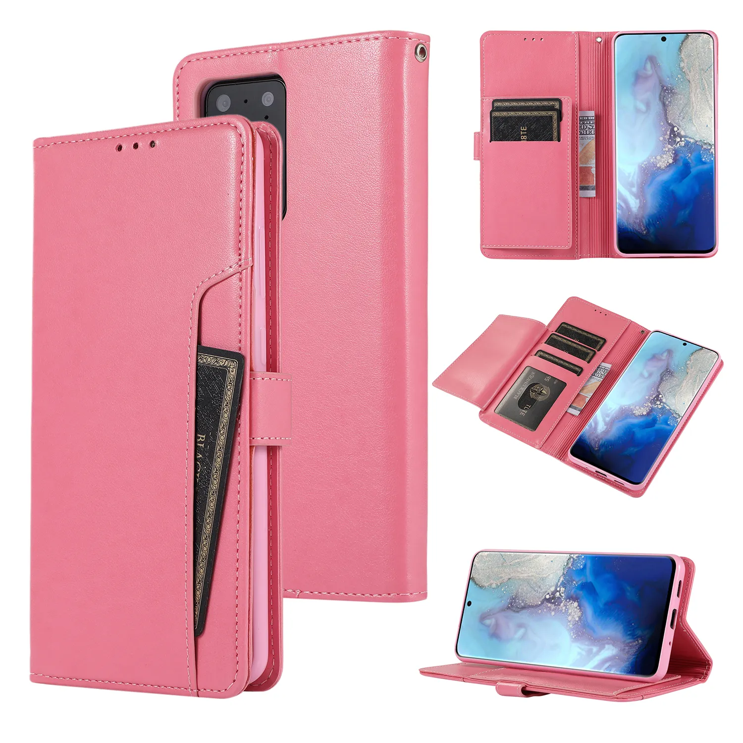 Wallet Phone Cases for Samsung Galaxy S20 Note20 Ultra Note10 Plus Crazy Horse Grain PU Leather Flip Kickstand Cover Case with Card Slots