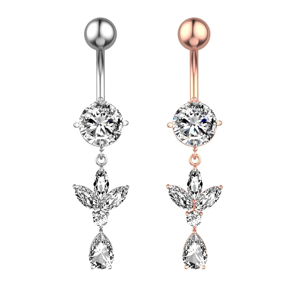 Cute Water Drop Pendant Crystal Belly Button Rings Sexy Piercing Navel Nail Body Jewelry For Women Girl Beach Ring