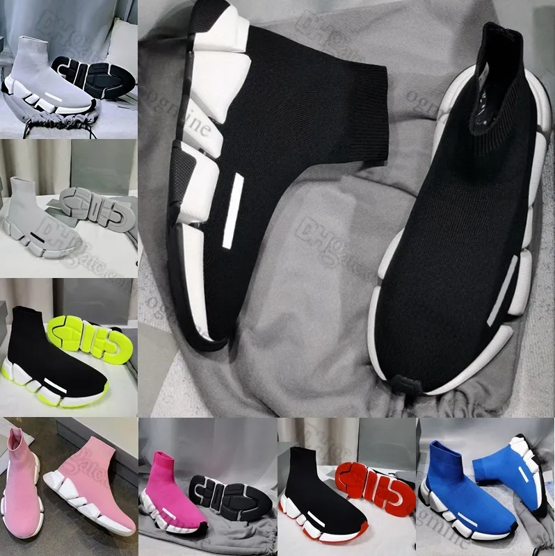 Designerstrumpor Fritidsskor Plattform herr herr kvinna glänsande stickad hastighet 2.0 1.0 tränare löpare sneaker socka sko mästare präglade dam Sneakers speeds booties paris 35-45