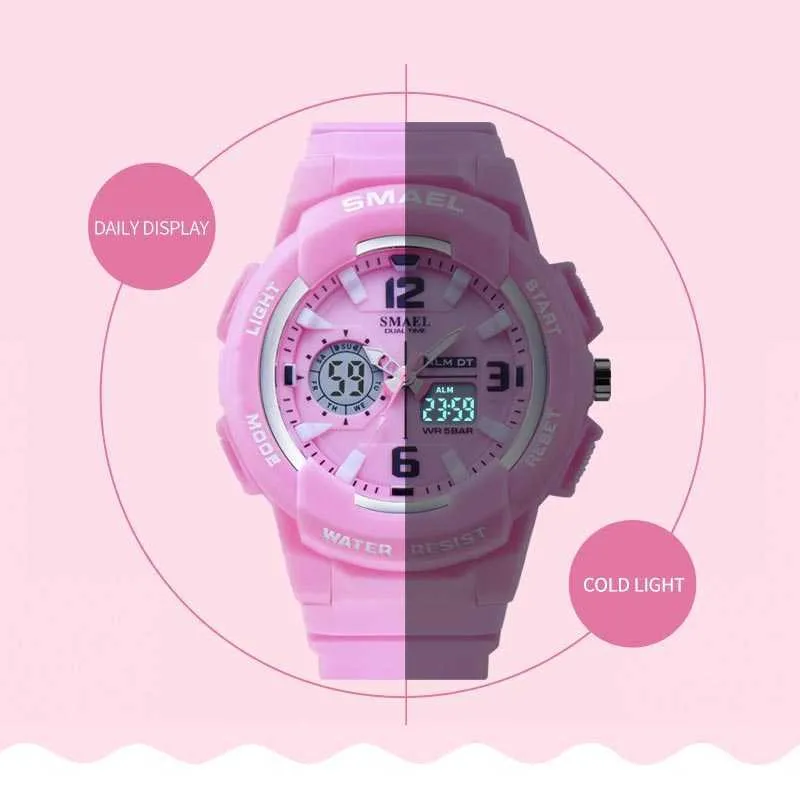 LMJLI - Luxury SMAEL Relojes digitales para niños Reloj para niños Reloj deportivo para hombres Pantalla LED resistente al agua relogio1643 Relojes para niños para niñas Digital