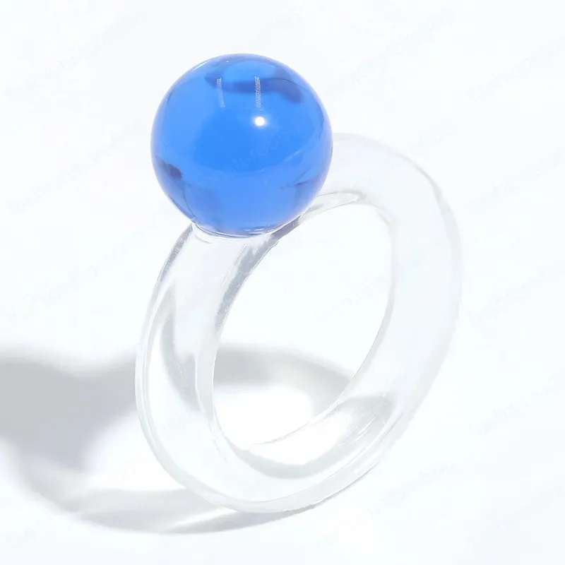 Bague en résine acrylique transparente couleur bonbon, anneaux ronds géométriques pour femmes, bijoux tendance