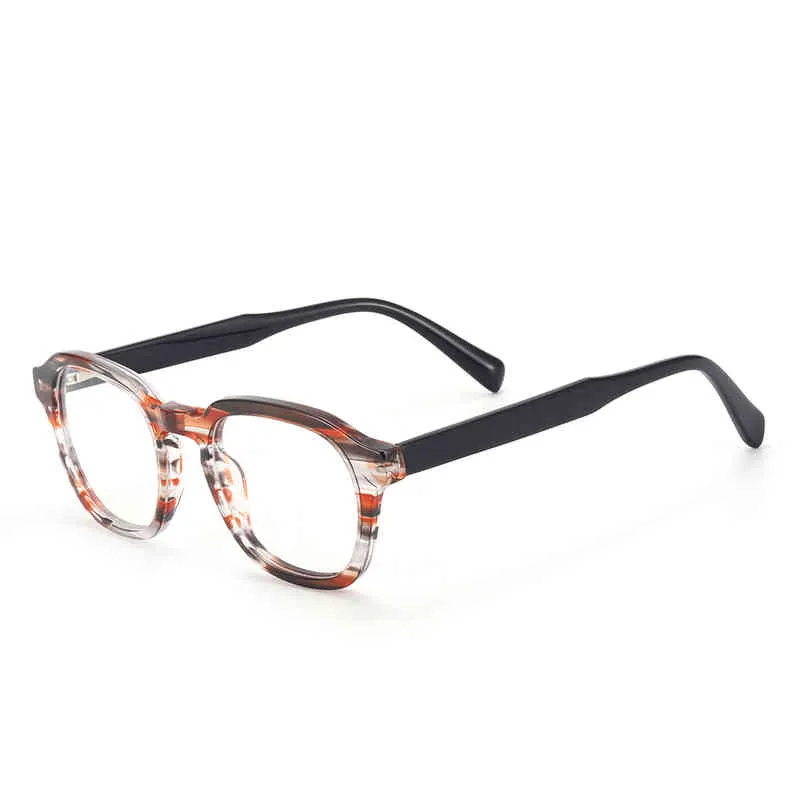 Men and Women Acetate Full Rim Optical Glasses Frame Round With Spring Hinge For Myopia Prescription Lenses