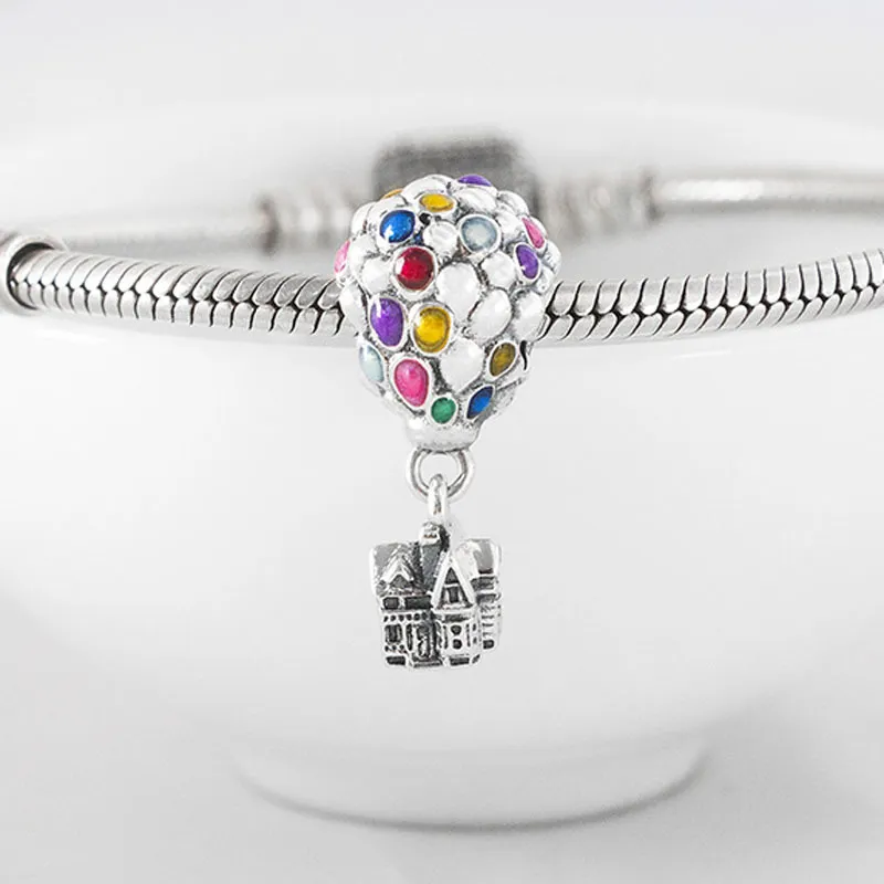 Аутентичные S925 Silver Silver Bashly Balloons House Beadant Bead Fit Lady браслет браслет девушка день рождения подарок DIY ювелирные изделия Q0531