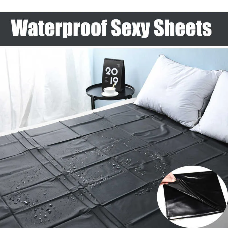 BDSM Sex Produkt Fetish Bed Sheet Sex Svart Vattentät Sängkläder Vuxen Spelleksaker För Par Flirt Bed Passion Supplies Tool P0816