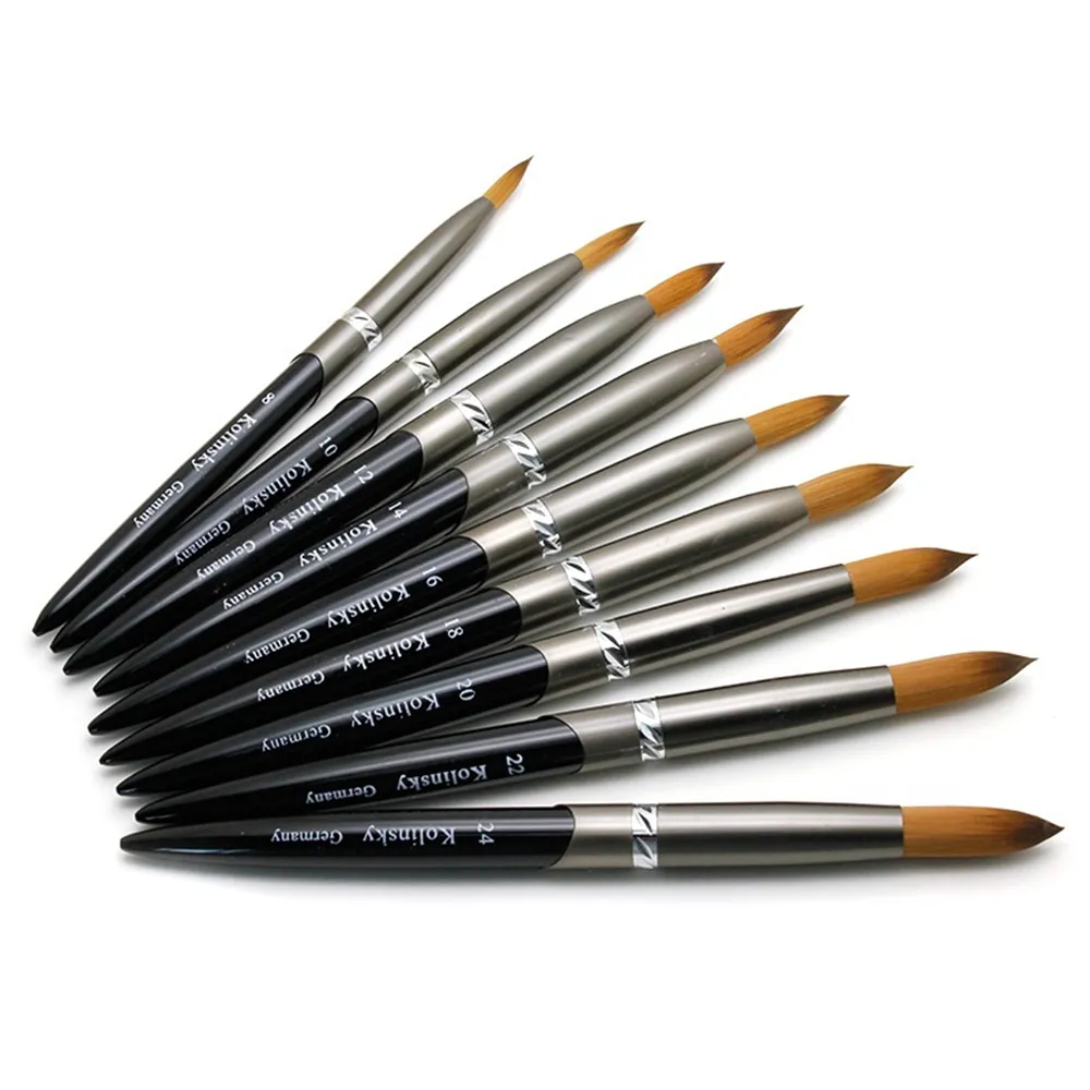 Tamax 9 stks / set 100% Kolinsky Acrylic Nail Brush Painting Nail Art Brush Set Nail Art Pen voor Salon Beauty Gebruik NAB004