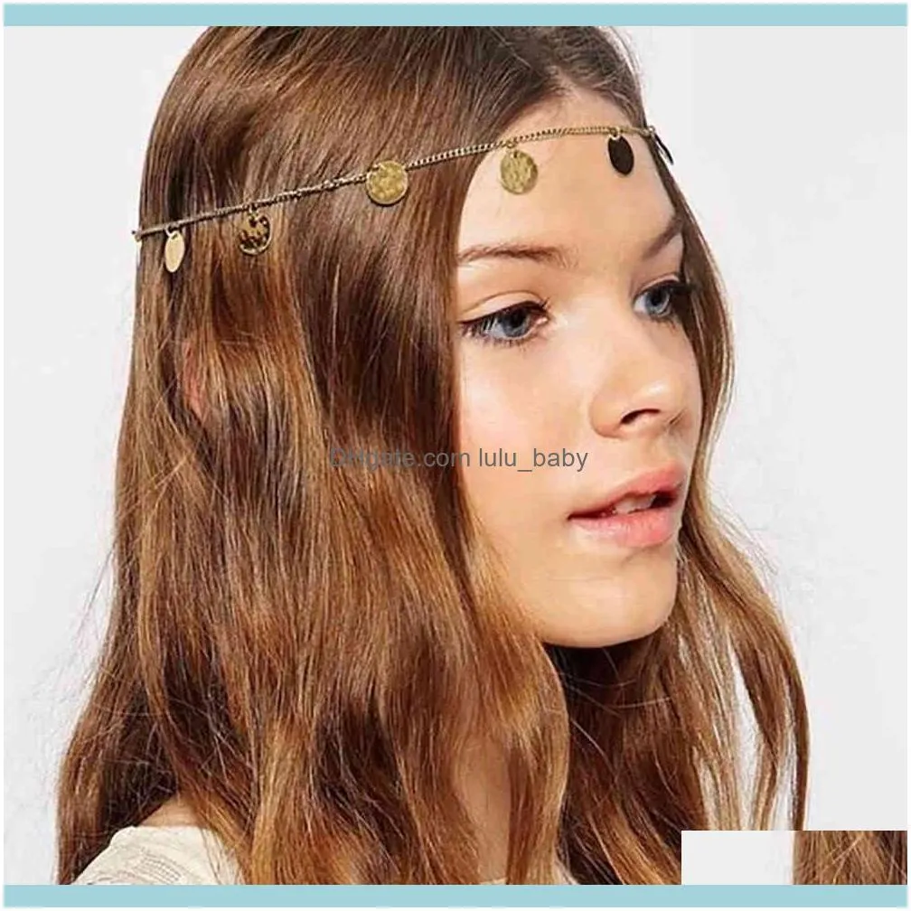 Fashion Women Lady Gold Silver Color Multilayer Boho Chain band Headpiece Bridal Wedding Hair Jewelry T009