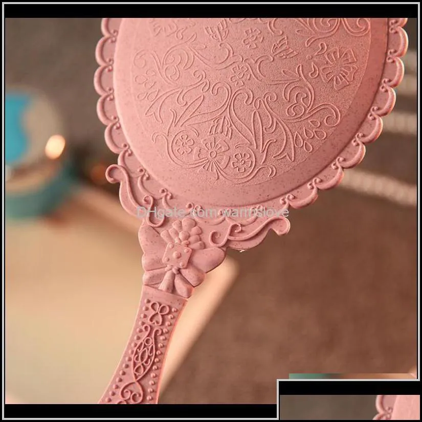 Hand-Held Makeup Mirror Romantic Vintage Lace Hand Hold Mirror Oval Round Cosmetic Mirrors Cosmetic Tool Dresser Gift Zyy355 47Ktm