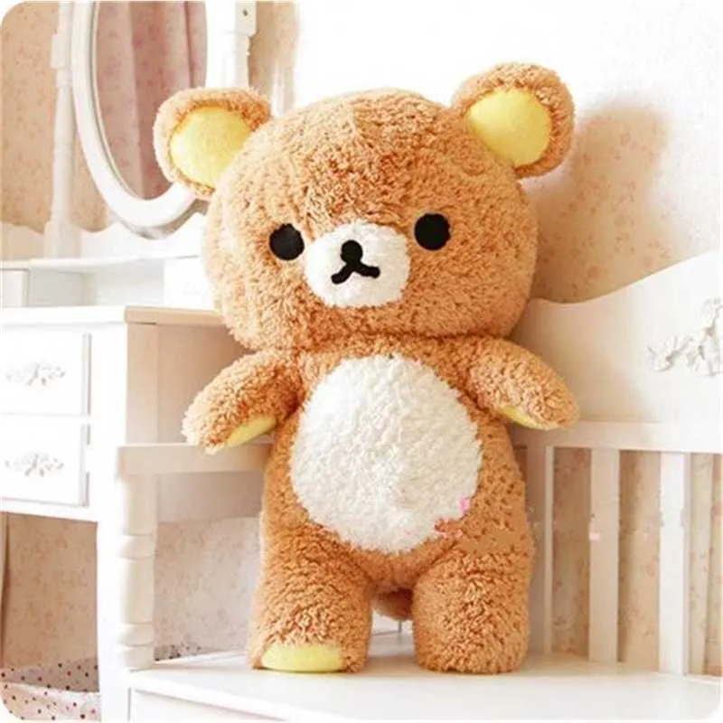 55см японский Kawaii Cute San-X Rilakkuma расслабиться медведь подушка, дети рилаккума медведь подарок на день рождения, рождественская игрушка 211203