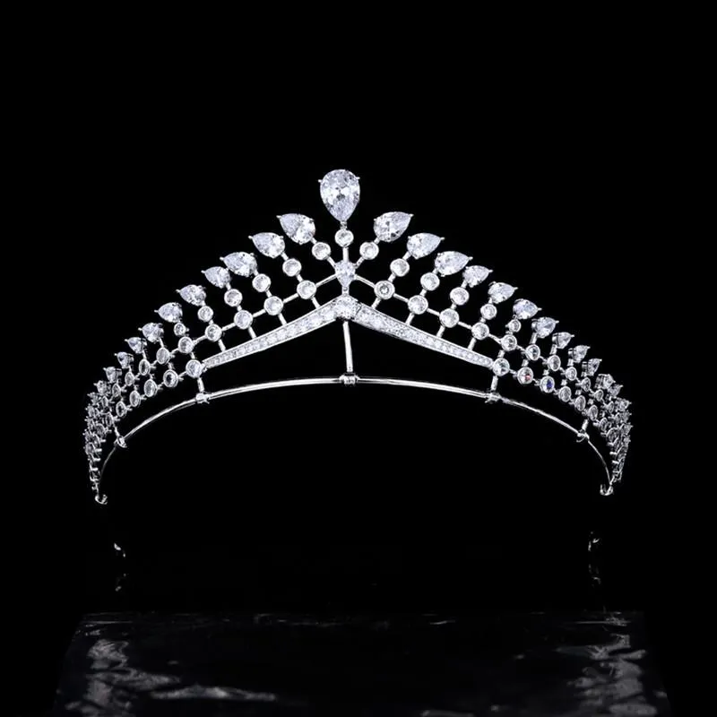 Hårklipp Barrettes Luxury Full Zircon Bride Wedding Crowns and Tiaras Elegant pannband Hoop Accessory HQ0350