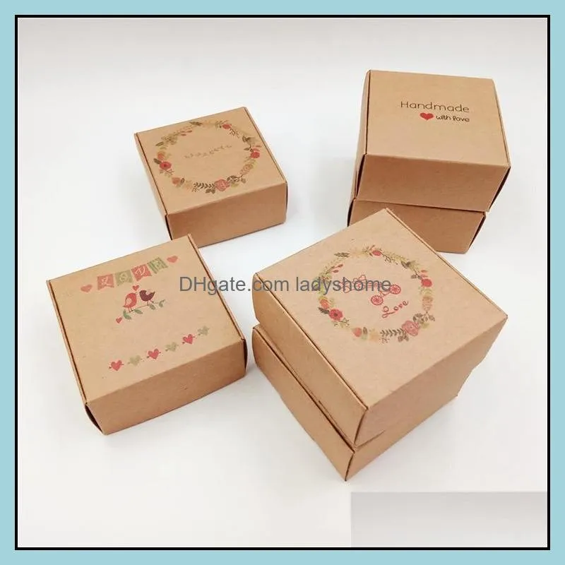 Colourful Kraft Paper Jewelry Boxes Package With Letter Small Gift Box For Handmade Soap Wedding Candy Jelly HWF6564