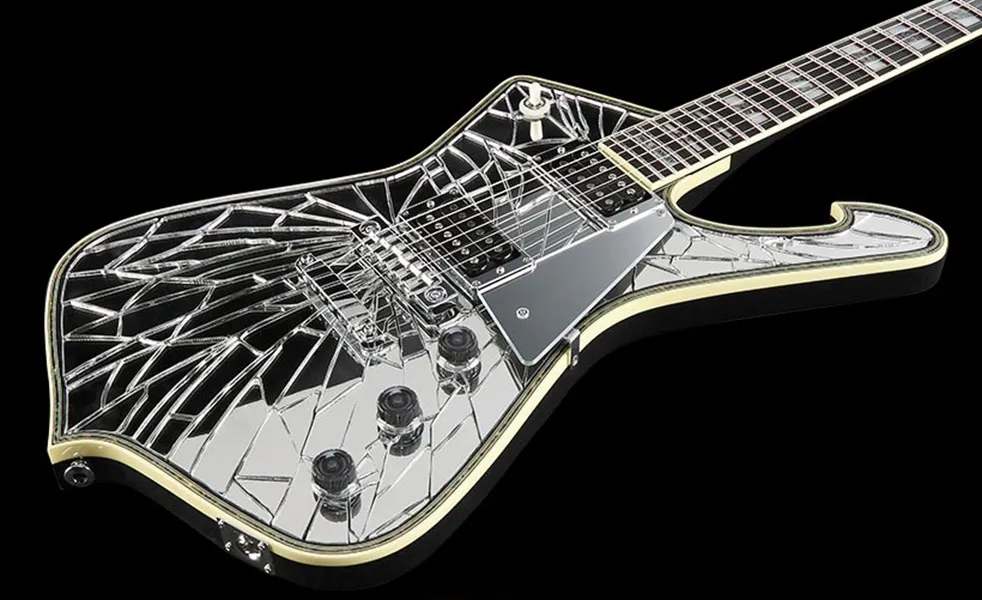 Purple Gold Sliver Cracked Mirror Electric Guitar Abalone & Cream Body binding, Abalone & Pearl Inlay