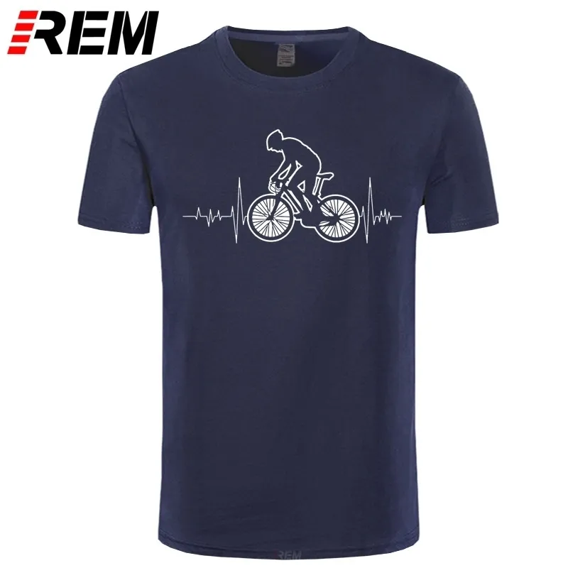 Rem Mountainbike MTB T Shirt Varumärke Kläder Cyklar Skjorta Mountainbike Heartbeat Rolig Cykel Cykling Present T-shirt 210317