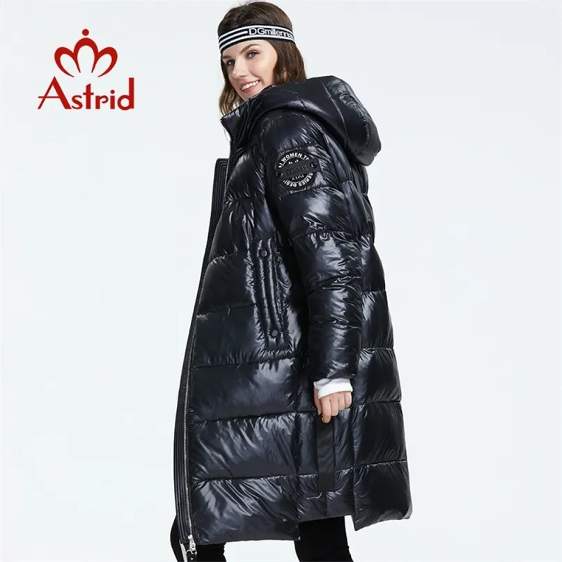 Astrid Winter Arrival Down Jacket Mujer con capucha Estilo de moda Color Negro Largo Invierno para AR-3037 211216