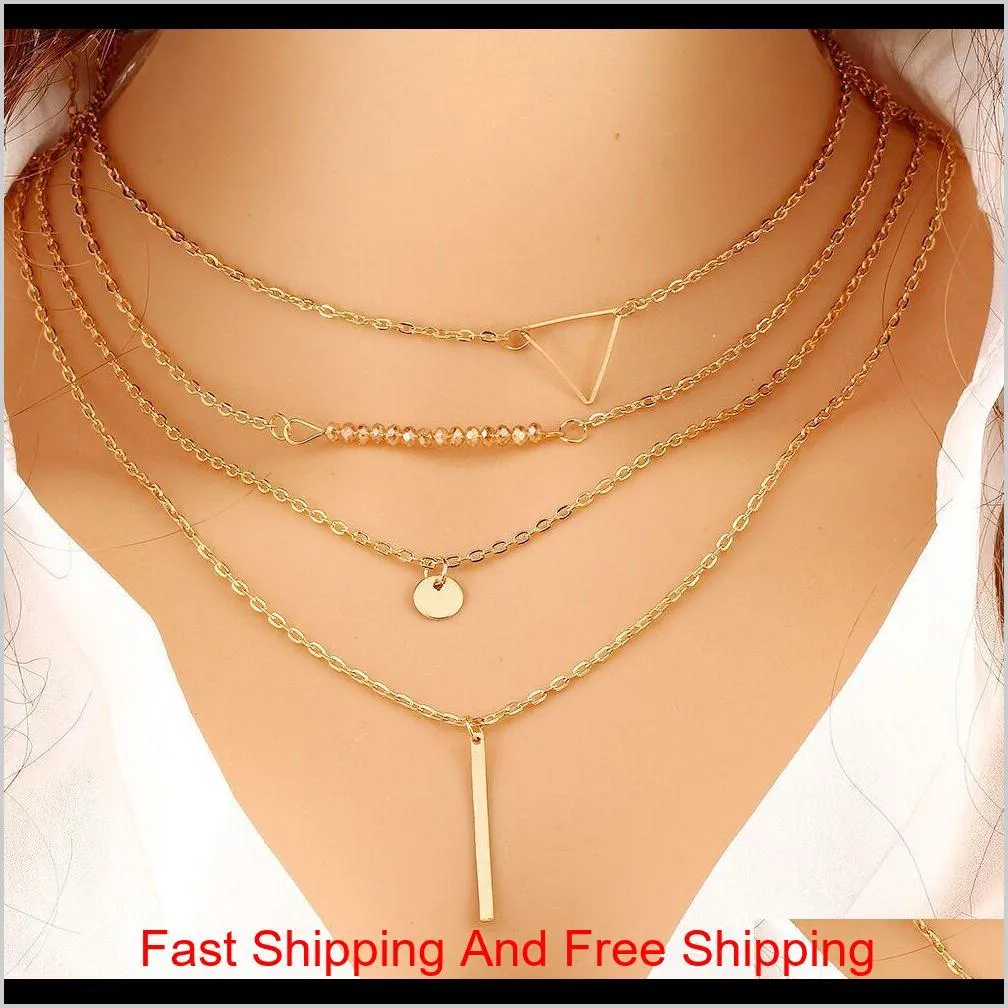 pretty choker collier necklaces boho pearls diamond chain multilayer necklaces for women men bar layered tassel metal gold chain