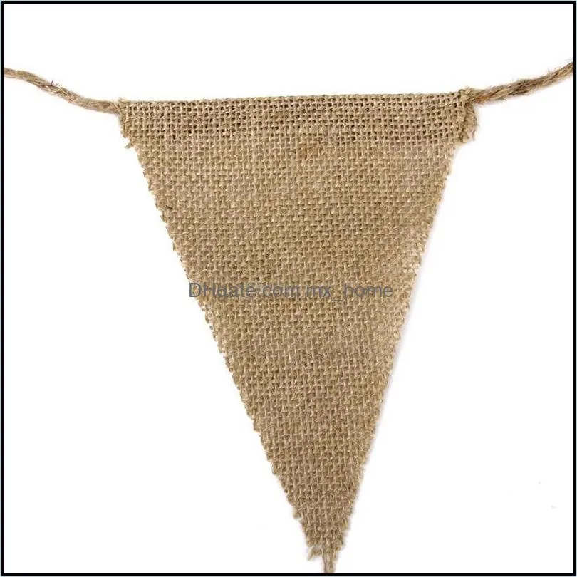 Wholesale- 2.8M Vintage Shabby Chic Hessian Burlap Banner Rustic Wedding Bunting Decors Buntings Weddings Drop Shipping1