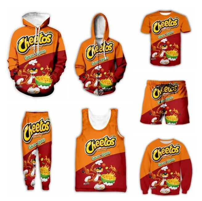 2022 Cheetos Buffs Engraçado 3D Impressão Causal Roupas Novas Moda Homens / Mulheres Zipper Hoodies / Hoodies / Suéter / T-shirt / Vest / Shorts / Calças A465