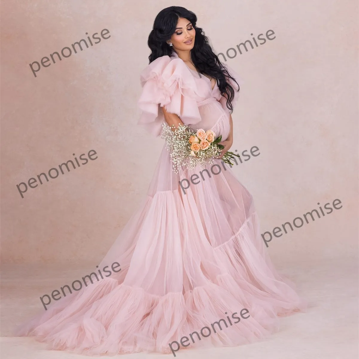 Buy Dress Rainbow Pregnant Evening Dress Props Newborn Women Dress High  Waist online | Topofstyle