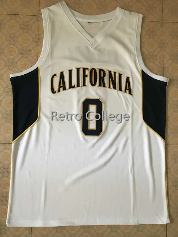 wit #0 Jaylen Brown California retro College Throwback basketbalshirt, met elk nummer en naam gestikt