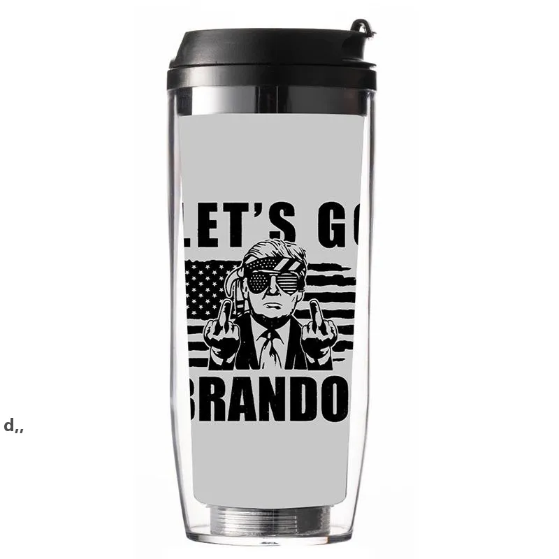 Let's Go Brandon Tumblers Doppelschicht-Mode-Kunststoffbecher Tragbarer FJB-Wasserbecher Becher Trump Biden-Stil Seeschifffahrt RRE12109