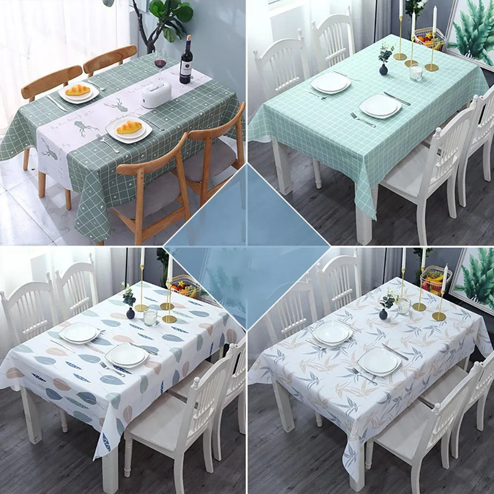 Waterproof and Oil-proof Tablecloth with Simple Checkered Stand Table Pattern 137*90cm PVC Wash-free Home Furnishing for Home Ac DHL