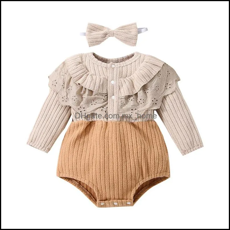 kids Rompers girls ruffle lace romper infant toddler Jumpsuits Spring Autumn winter fashion Boutique baby Climbing clothes Z5805