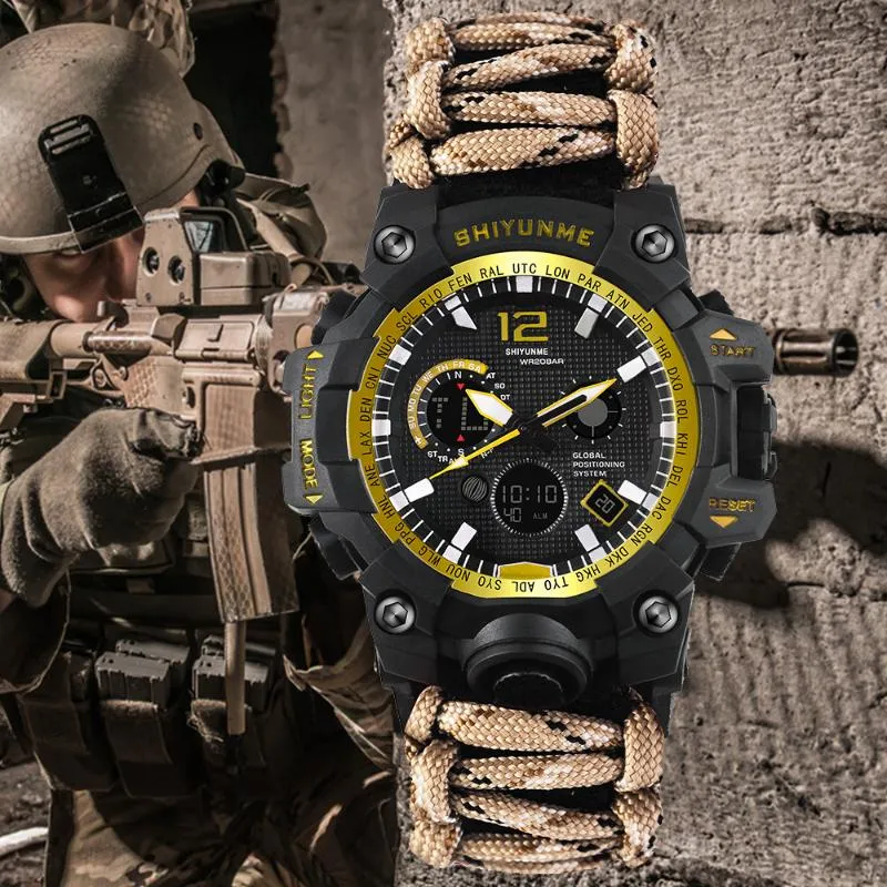 Armbandsur shiyunme topp uppsättning militär digital g klocka män sport 50Waterproep quartz relogio masculino