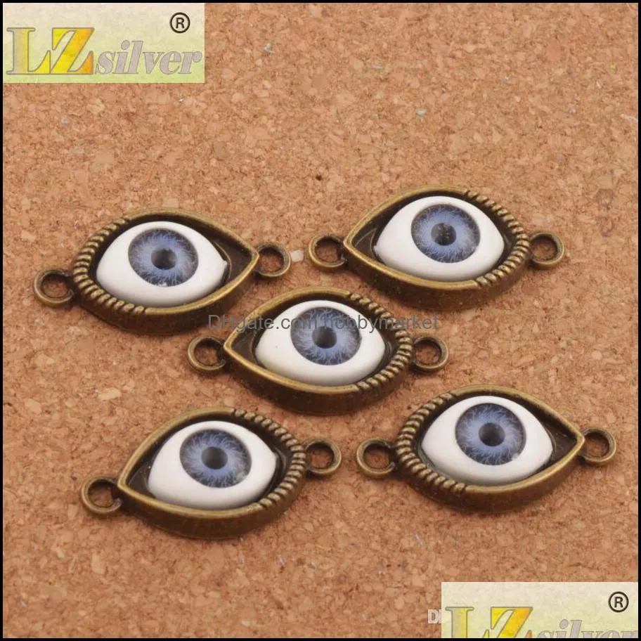 Alloy Evil Eye Hamsa Connector Charm Loose Beads 60pcs/lot 5Colors Antique Silver/Bronze For Friendship Bracelet L1662