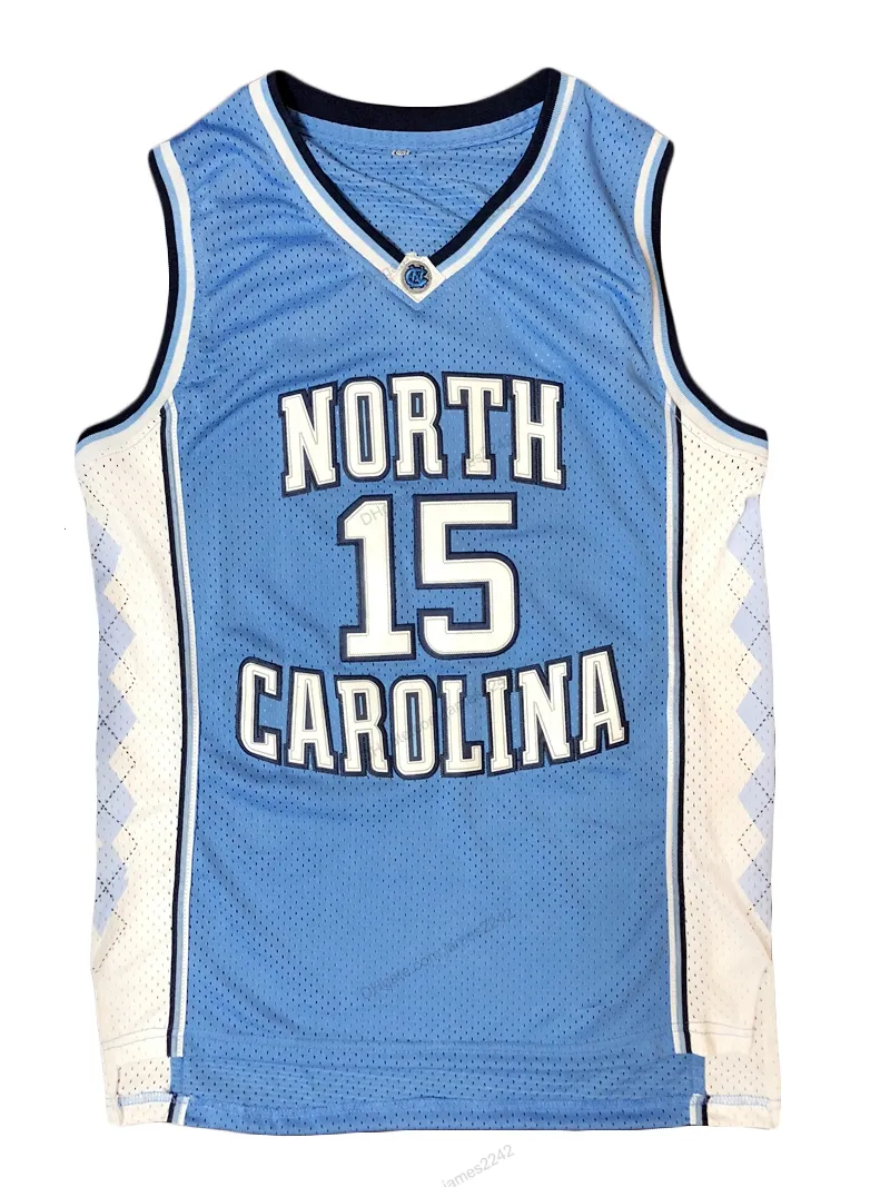 Envío desde EE. UU. Vince Carter #15 Jersey de baloncesto Carolina del Norte Tar Heels Jerseys Men's All Stured Blue Size S-3xl Top Cality